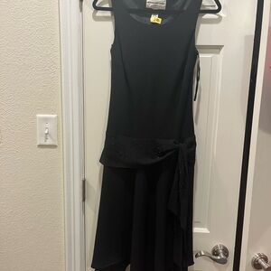 Evan Picone Black Sleeveless Midi Dress with Side Tie Gatsby Inspired